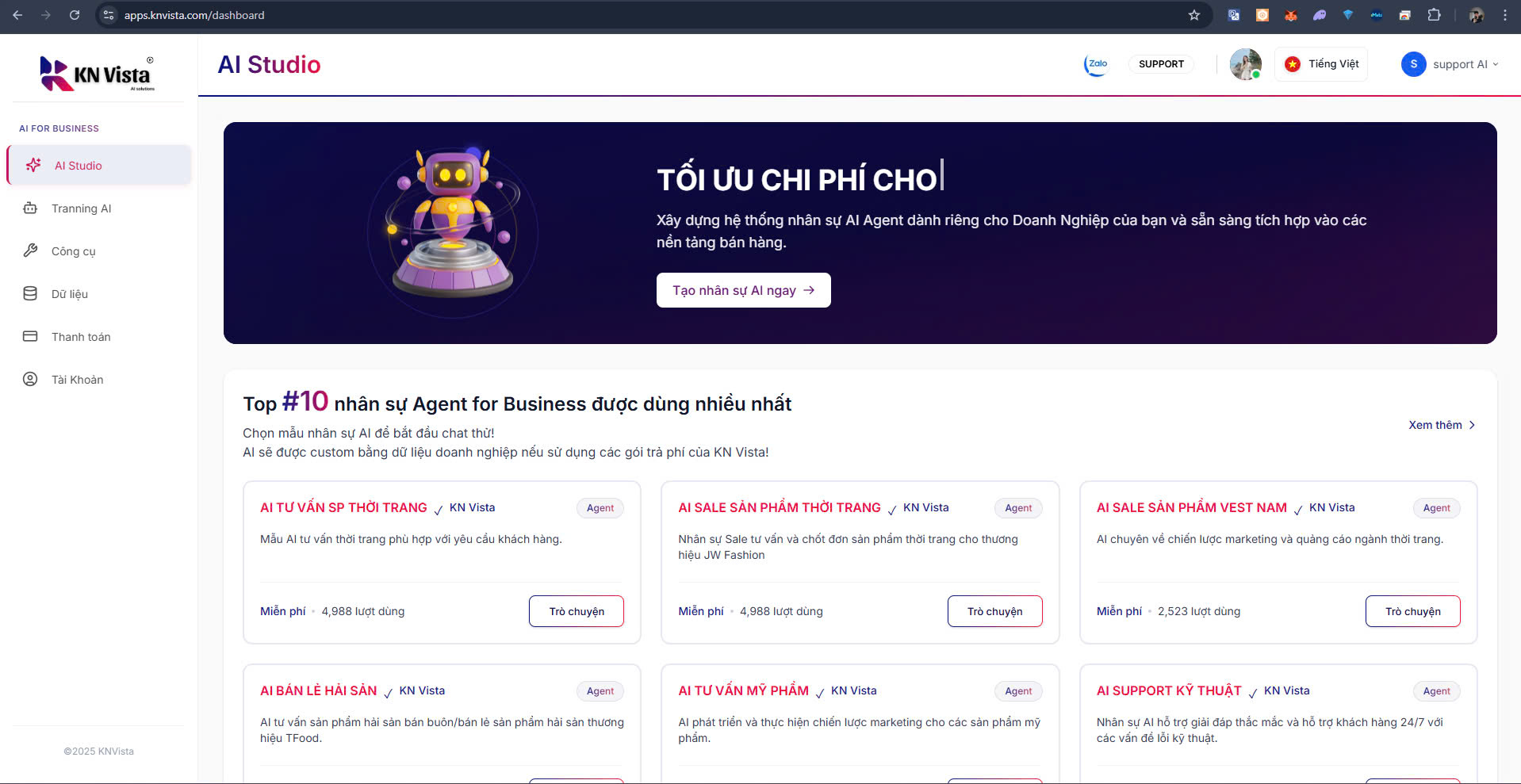 Bảng điều khiển KN Vista