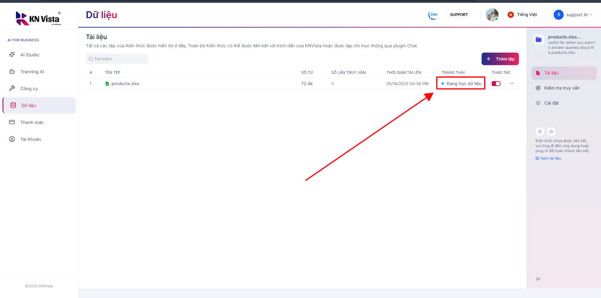 Màn hình xử lý dữ liệu